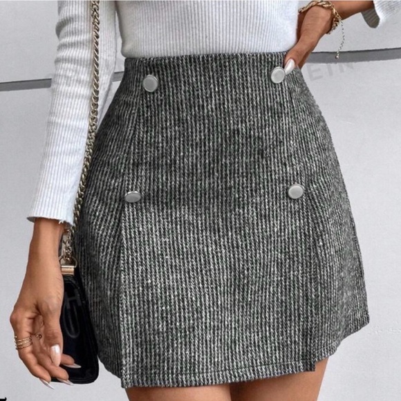 SHEIN Dresses & Skirts - SHEIN Preppy Chic High Waist Tweed A-Line Mini Skirt ~ Size 12 ~ NWOT